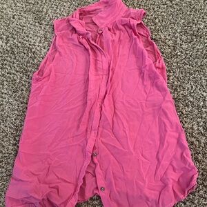 Fresh Produce Pink Button-Down Sleeveless Shirt